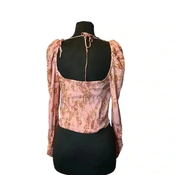 Free People Hilary Floral Crop top pink combo Size Medium - Picture 6 of 9